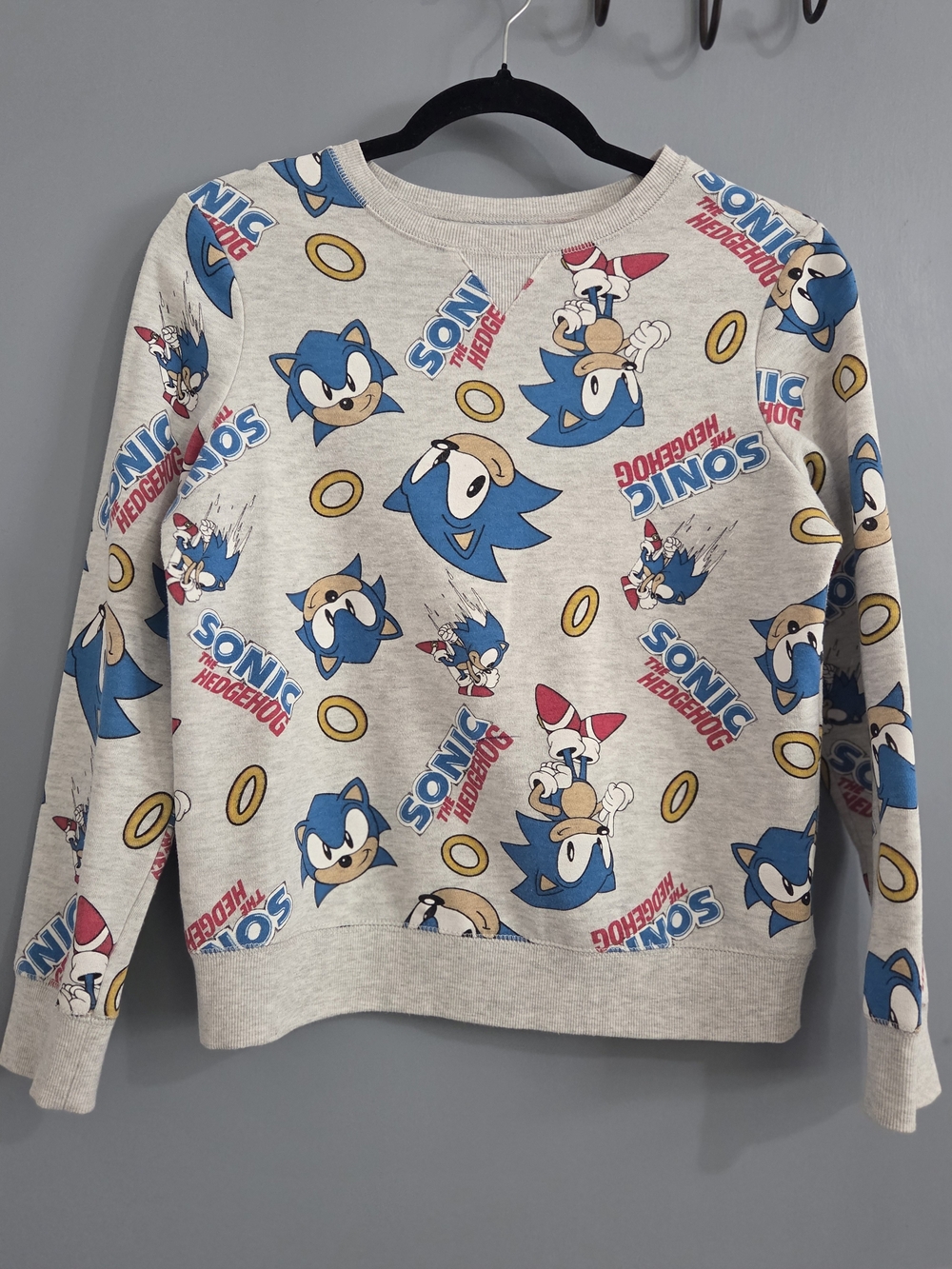 jumping beans Sonic Allover Graphic Sweatshirt in Gray, Blue, Yellow